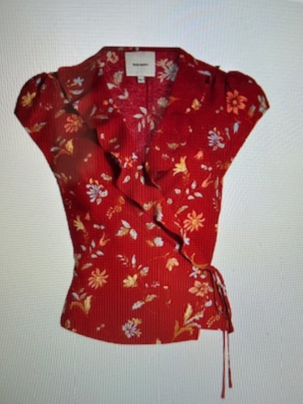 Reformation Clemence Floral Crepe Wrap V-Neck Short Sleeves Top